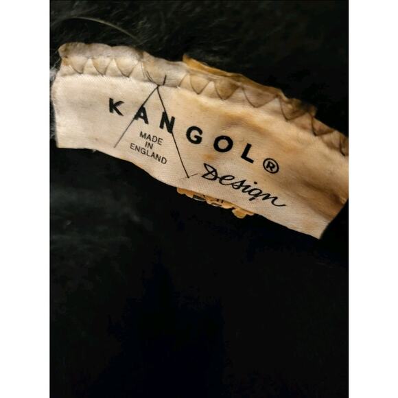 Vintage Kangol Design Black Angora Fur Felt Hat Made in England 1970s 21.5 in main image 7